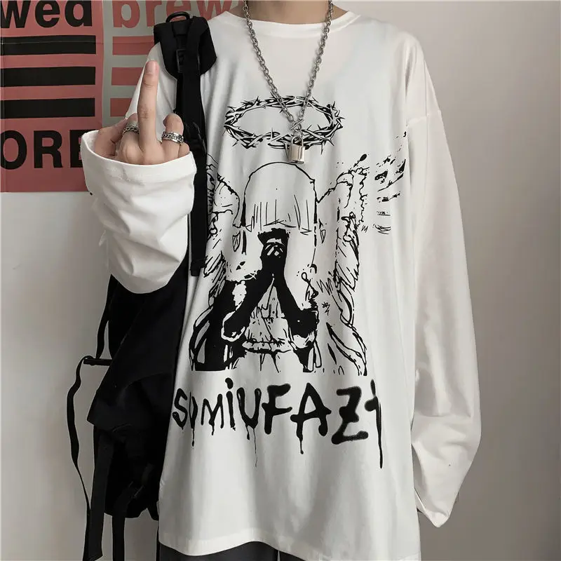 

Fall/winter men with a personality niche cartoon Korean version of the loose retro T-shirt trend ins