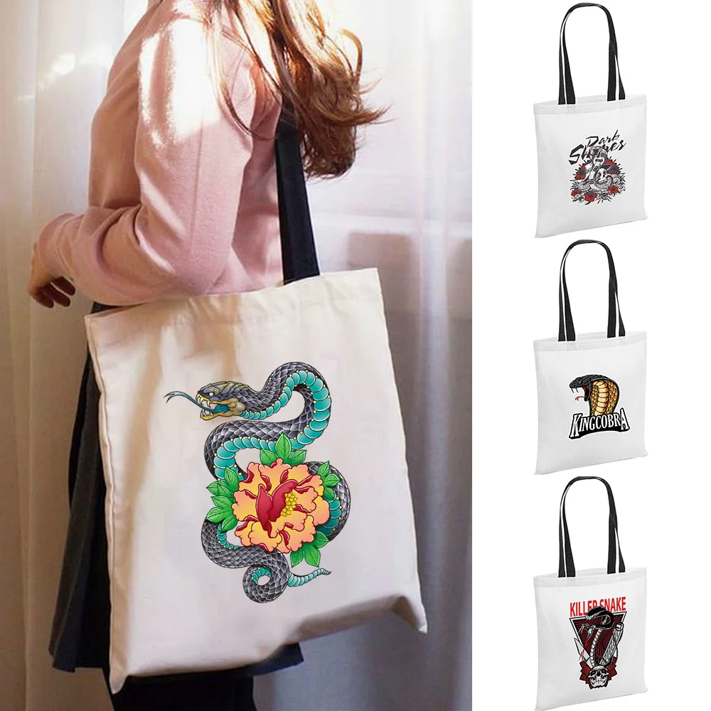 

Women Canvas Tote Wide Rope Shoulder Bag Fashion Print Fabric Reusable Beach Handbags Harajuku Style Shopper Bags