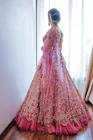 Традиционное розовое свадебное платье из двух частей, 2021, кружевное, с бисером, арабское дубайское свадебное платье, индийское платье с аппликацией