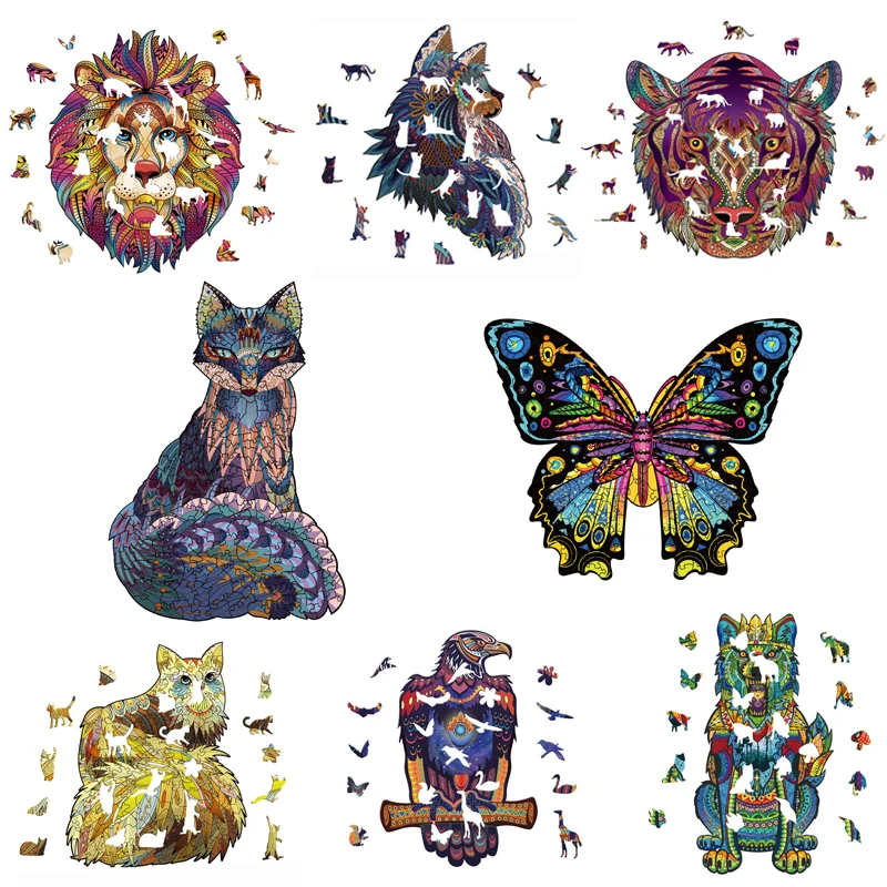 Уникальные загадочные Пазлы деревянный пазл животное Shape волк лиса сова коала