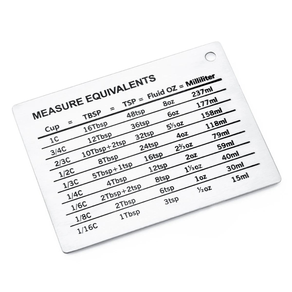 

Magnetic Measurement Conversion Chart Stainless Steel Refrigerator Magnet, Conversions for Cups Tablespoons Teaspoons Fluid Oz