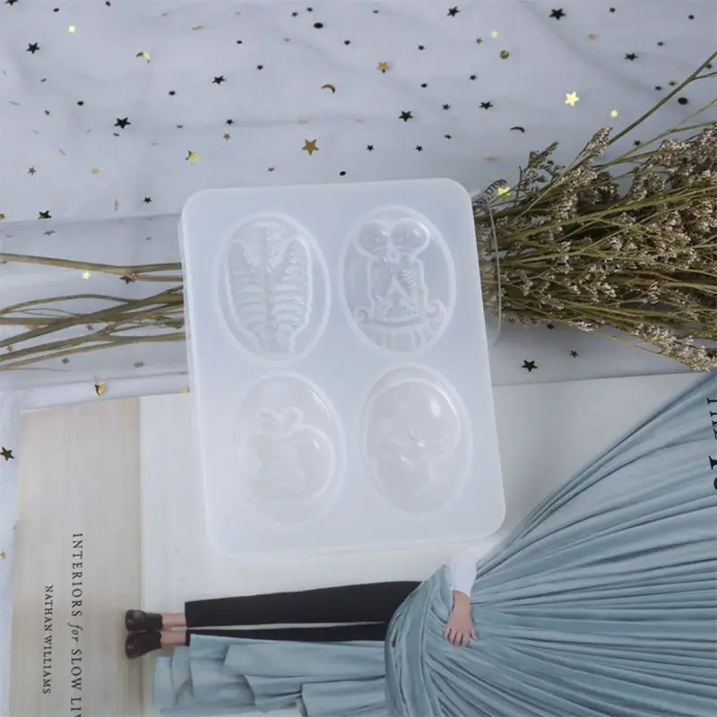 

Resin Crystal Epoxy Mold Halloween Spider Skeleton Pendant Casting Silicone Mould DIY Crafts Jewelry Making Tool