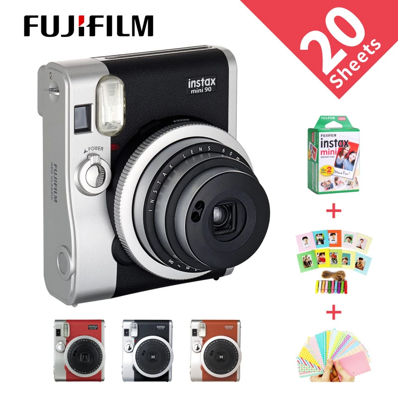 Оригинальная фотокамера Fujifilm Instax Mini 90, лидер продаж, Новое мгновенное фото, 2 цвета, черный, коричневый