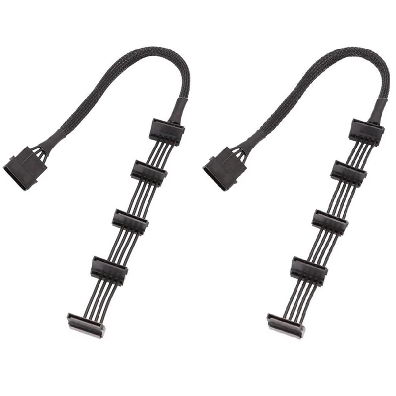 

2 шт. Практичный Прочный ПК сервер 4 контакта IDE Molex от 1 до 5 SATA кабель питания адаптер сплиттер кабели 18AWG черный 40 см