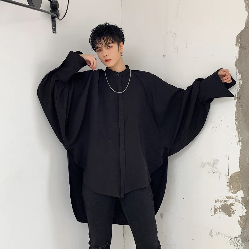 Мужские вечерние рубашки с длинными рукавами и воротником стойкой Японская