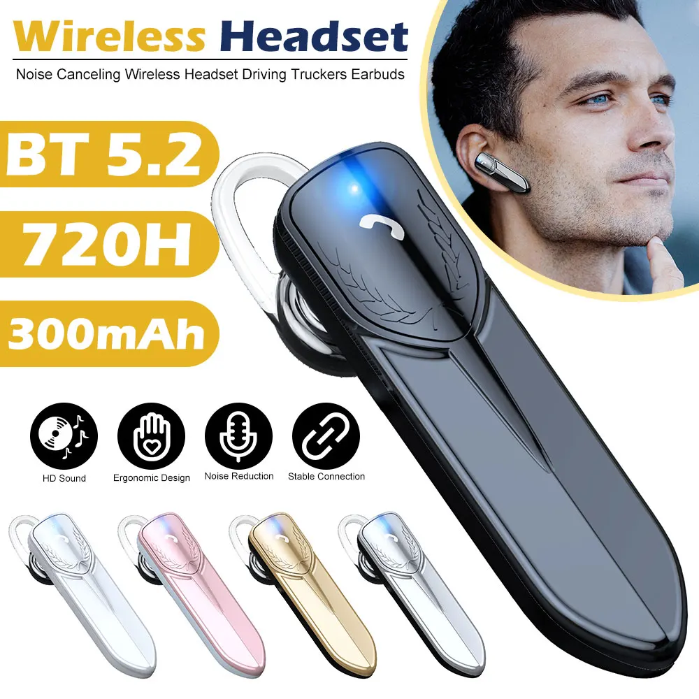 

Mpow Wireless Single Car Earphones Bluetooth 5.2 Business Earbuds with Handsfree Calls Noise Reduction Mic DriveTrucker Earbuds