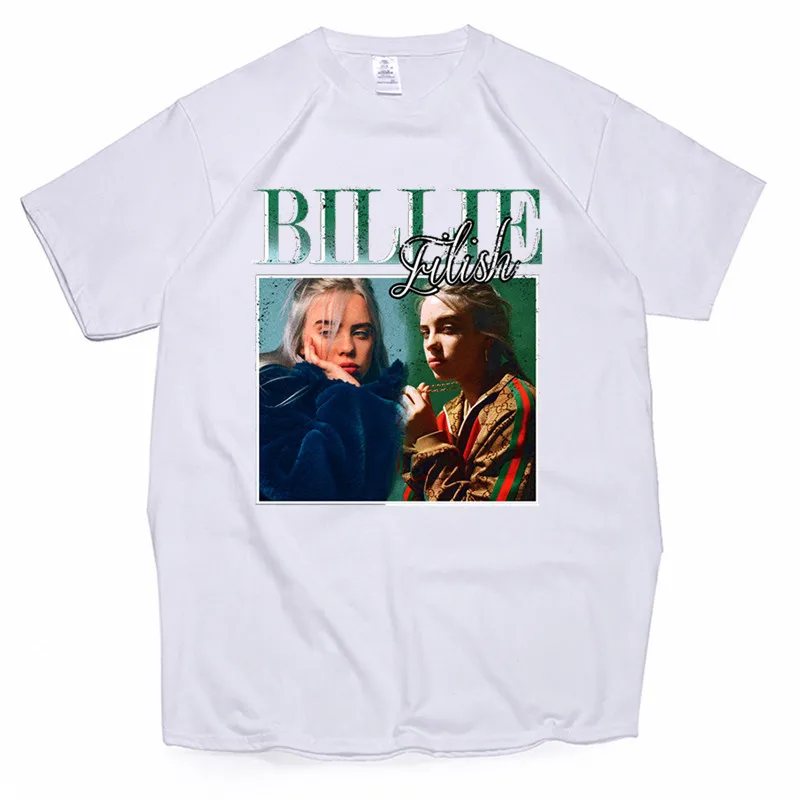 T87B-white Для женщин Billie Eilish хлопковая футболка унисекс скейтборд Рождественская Футболка женская одежда для девочек уличная рубашка - Цвет: T87B-white