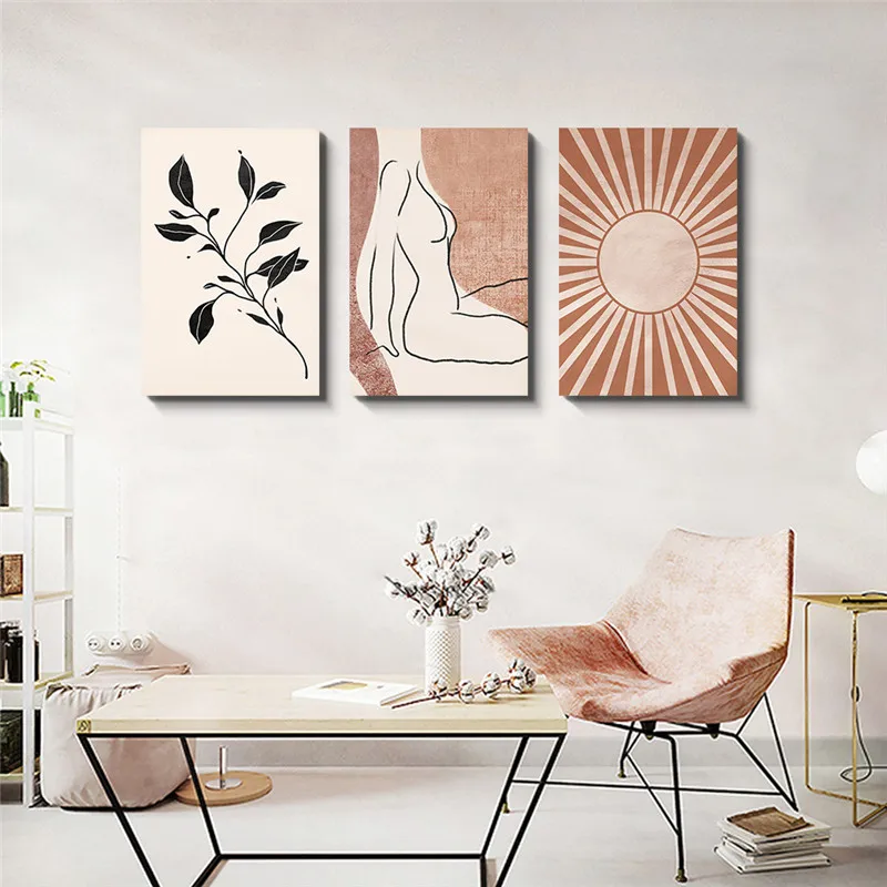Framed Nature Abstact Wall Art Women Flower Canvas Painting for Living Room Ready To Hang Decoration Picture Home Poster | Дом и сад