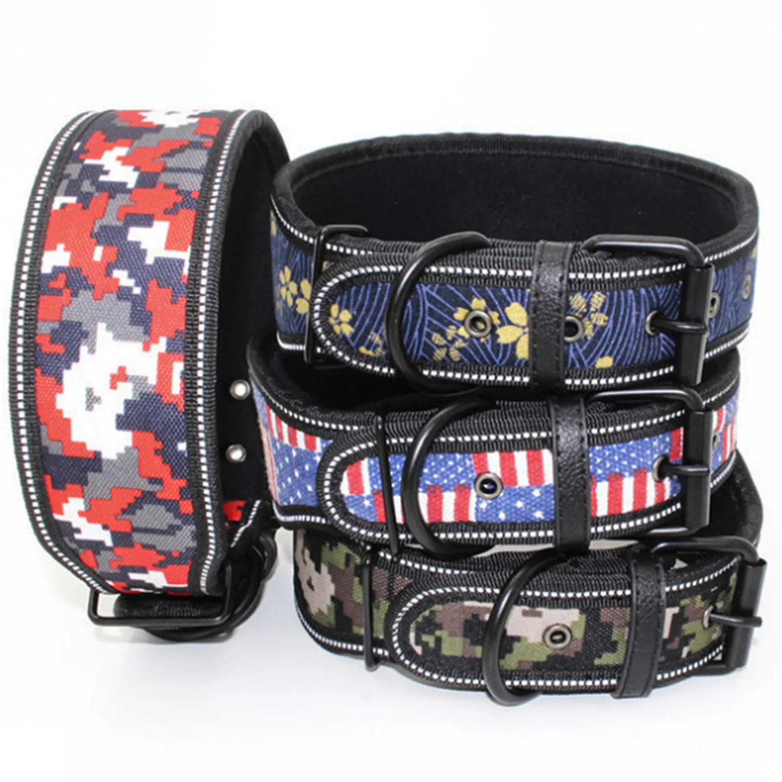 

Comfortable Breathable Dog Collar Waterproof High-Gloss Reflective Dog Collar Adjustable Buckle for Medium and Large Dog TT-best