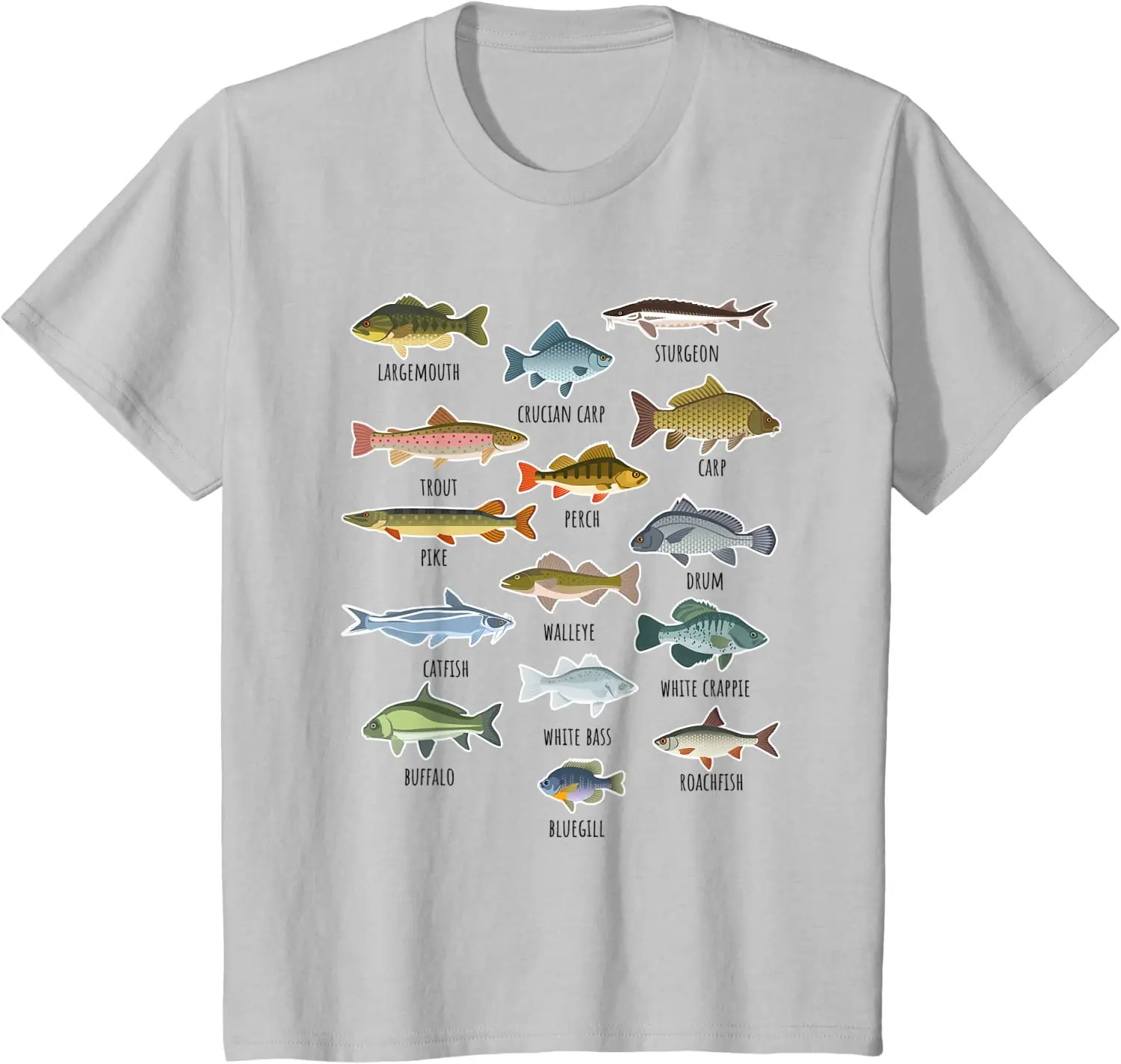 

Types Of Freshwater Fish Fishing Men T-Shirt Casual O-Neck Men clothing
