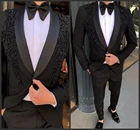 Новые модные роскошные Бисер для мужчин костюмы для выпускного вечера вечерние блейзер мужской костюм для выпускного вечера, мужской костюм жениха для праздников и свадебных торжеств, 2 предмета в комплекте (куртка + штаны)