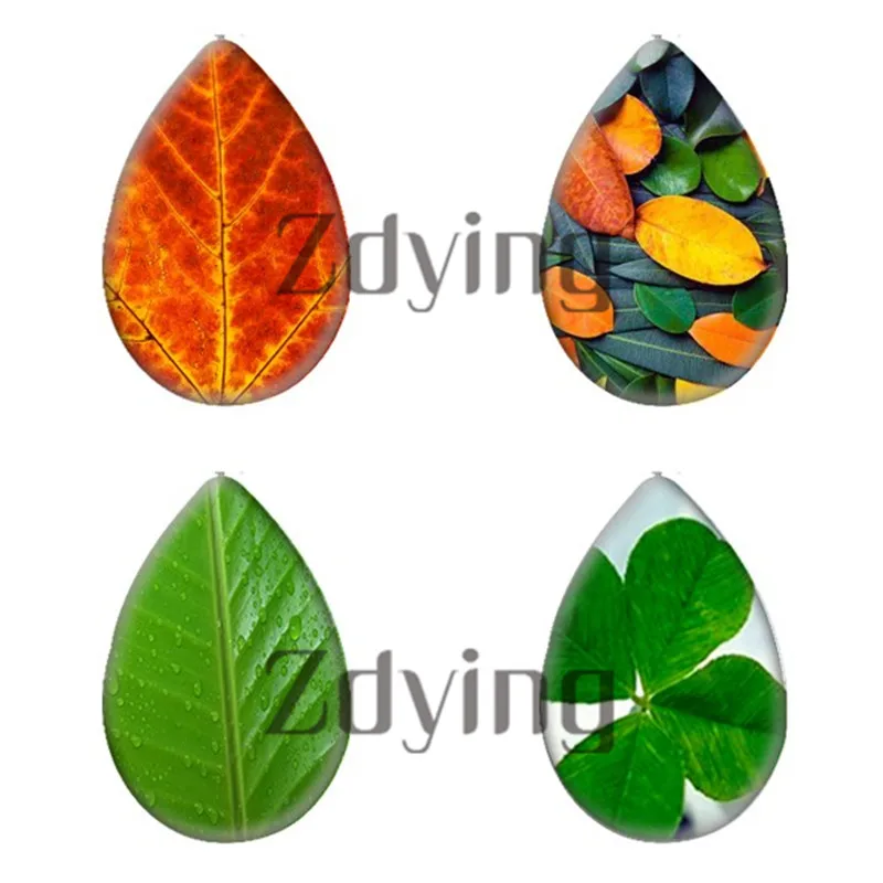 Zdying 13x18 мм/18x25 мм Gree/красные листья капли воды кабошон с фото Demo плоский назад