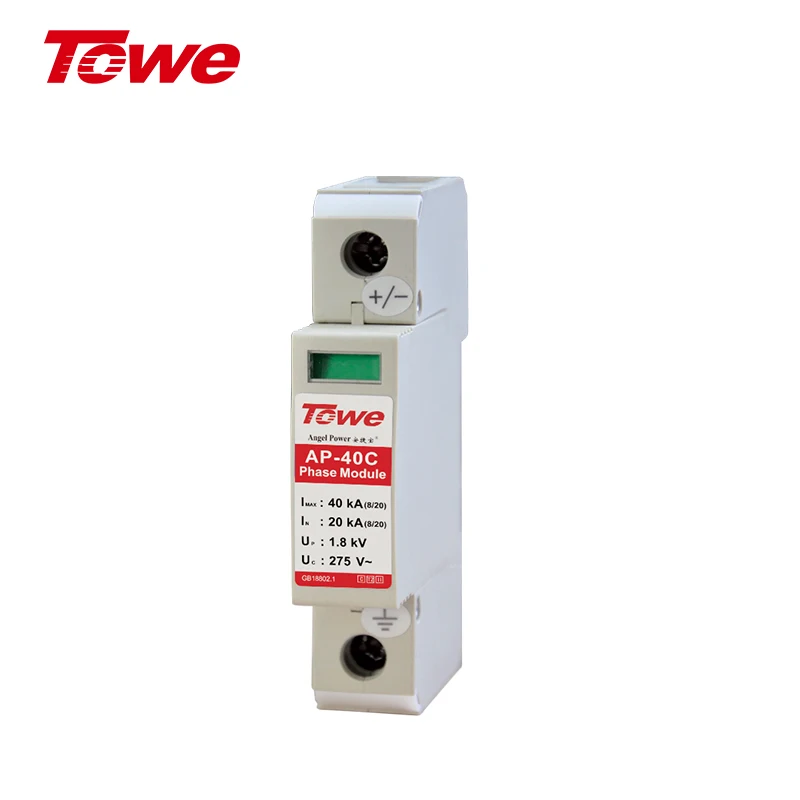

TOWE Original AP-40C-275 Industrial Class C Single Phase Module SPD Surge Protector Protective Power Arrester Device 275V 40kA