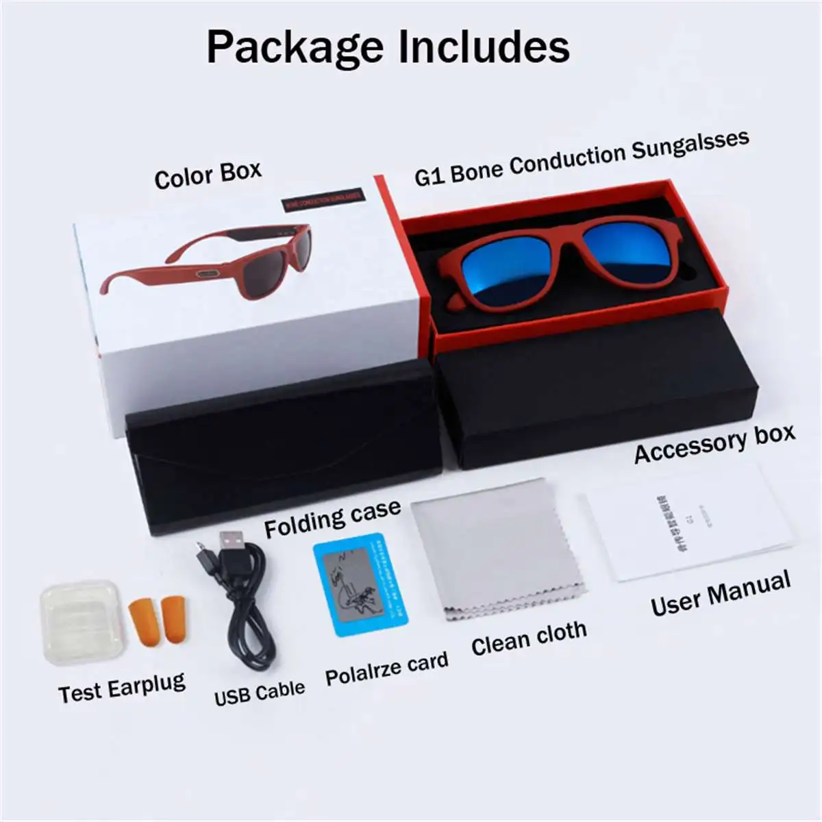 

G1 Polarized Sunglasses bluetooth Bone Conduction Headset Smart Touch Smart Glasses Health Sports Wireless Headphones&Microphone