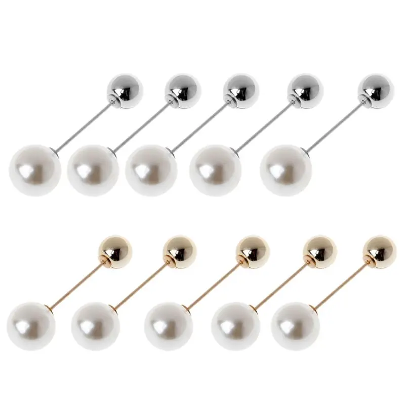 5Pcs Classic Imitation Double Pearl Brooches Sweater Shawl Clip Safety Pin Women 62KE | Украшения и аксессуары