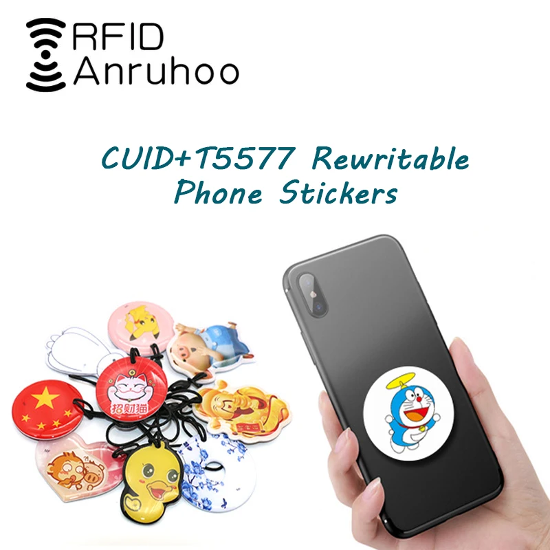 

1 шт., Rfid перезаписываемый смарт-стикер, копировальный аппарат, копировальный значок T5577, жетон, 125 кГц, 13,56 МГц, двухчастотный чиповый ключ