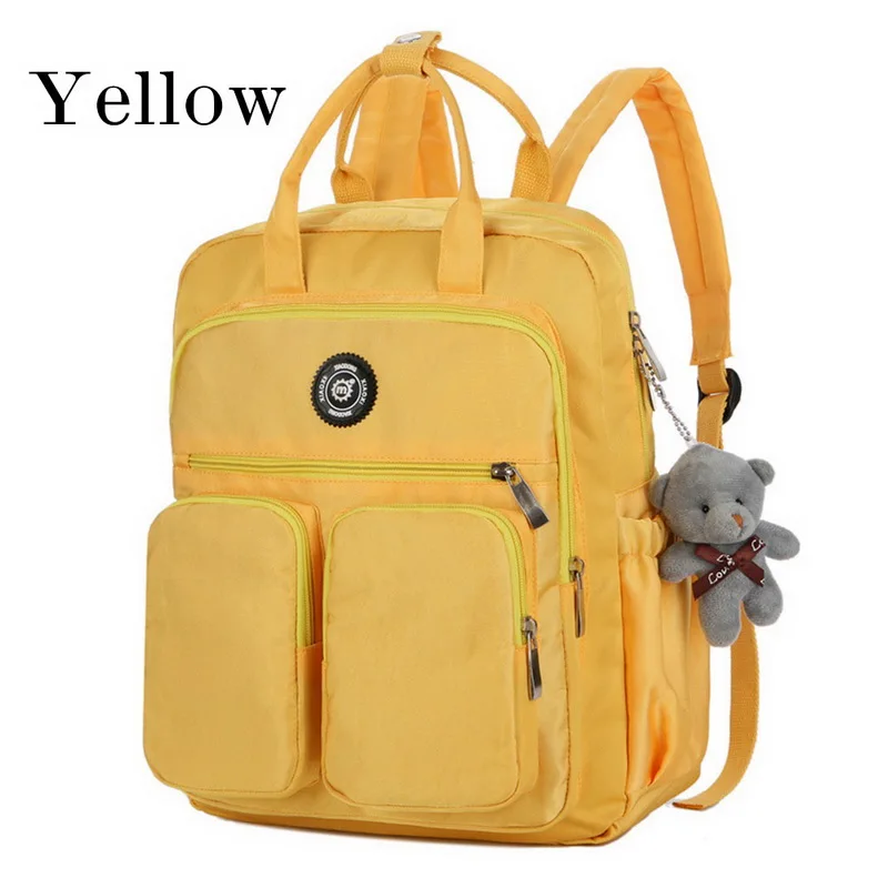 Yellow HEFLASHOR Fashion Woman Backpack Waterproof Nylon Soft Handle Solid Multi-pocket Travel Zipper School Bags Dropshipping - Цвет: Yellow