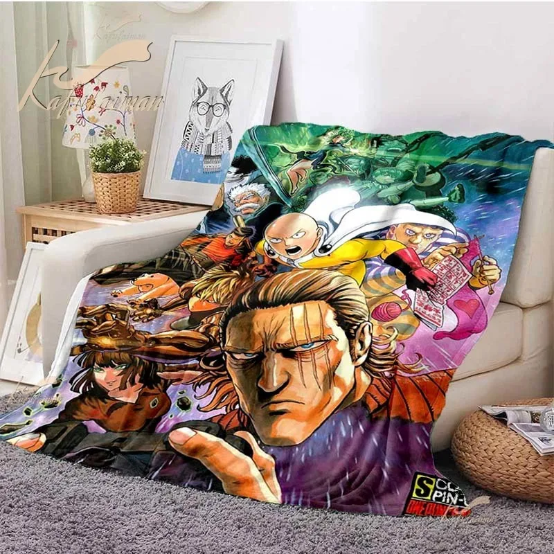 

Cartoon Home Decor Bedroom One Punch Man Throw Blanket Anime Cover Comfort Soft Warm Baptism Cozy Nursery Bedding