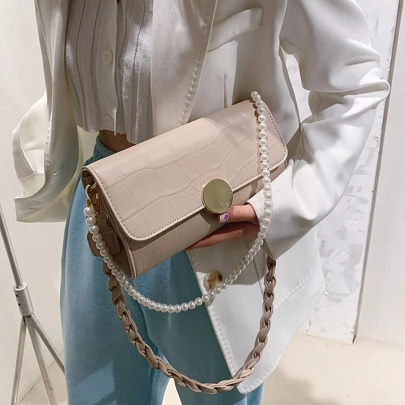 

Fashion Exquisite Shopping Bag Retro Casual Women Totes Shoulder Bags Female Leather Solid Color Chain Handbag for Women 2020