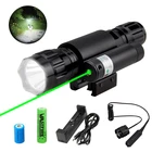 18650 лм XM-L T6 Q5 тактический фонарь для охоты + зеленый лазерный прицел + крепление для прицела + переключатель + + CR2 + зарядное устройство