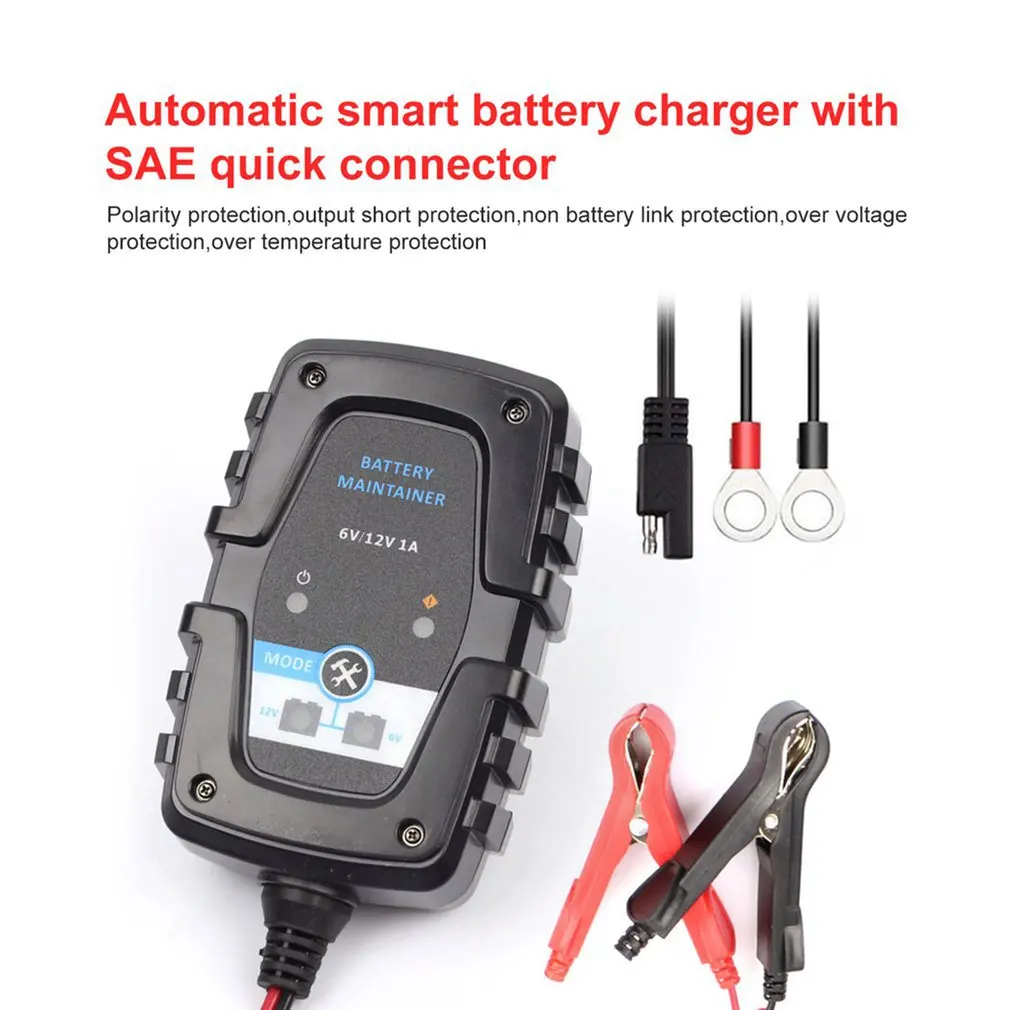 

6V 12V 1A Automatic Smart Battery Charger Maintainer For Car Motorcycle Scooter Battery Charger With SAE Quick Connector