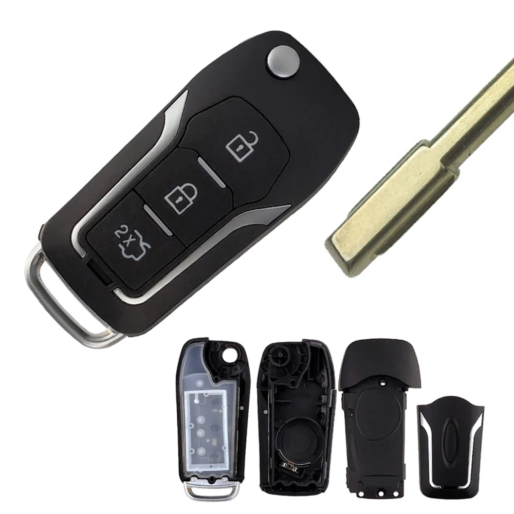 OkeyTech for Ford Mondeo Flip Folding Uncut FO21 Blade C-Max Fiesta S-Max Ka Galaxy Transit Remote Car Key Shell Cover Case | Автомобили и