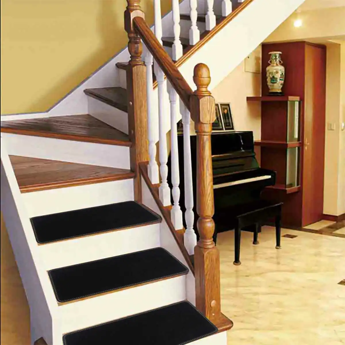 

15pcs/Set Self-adhesive Stair Pads Anti-slip Rugs Safety Mute Floor Mats Repeatedly-use Warm Safety Pads Mat for Home Stair