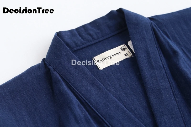 

2021 men's kimono sleepwear set solid homewaer gauze cotton loose pajamas set comfort casual wear v-neck home men pajama set