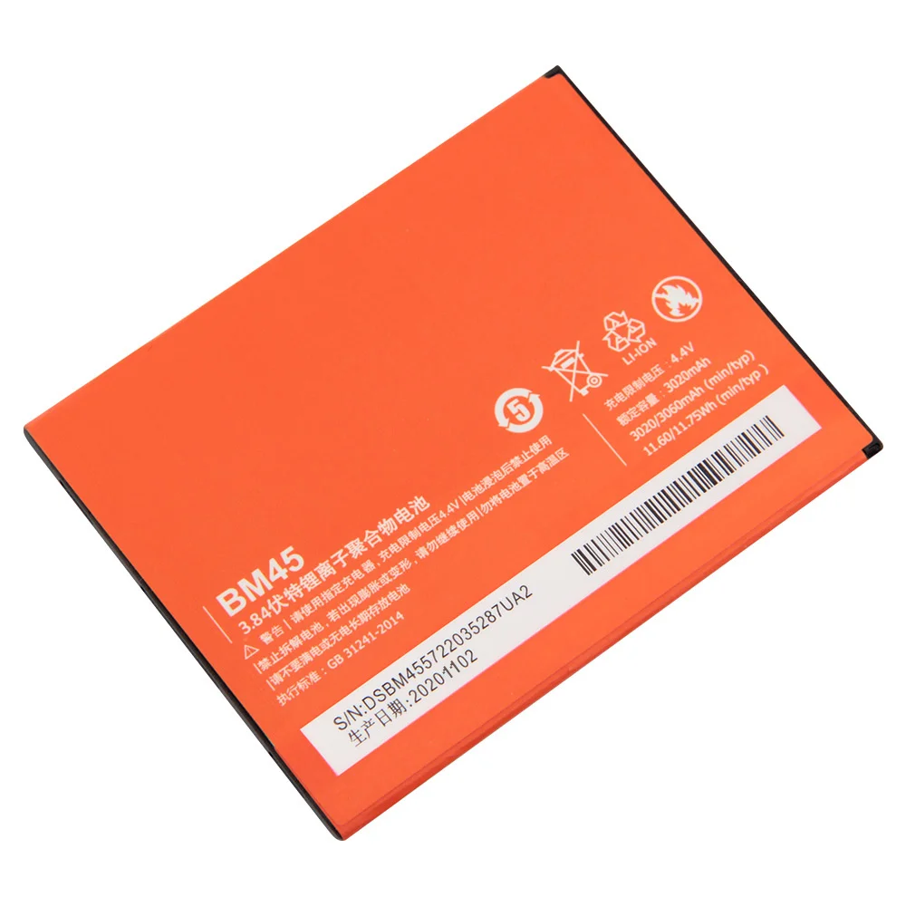 Сменный аккумулятор BM45 для Xiaomi Mi Redmi Note 2 3060 мАч|Аккумуляторы мобильных телефонов|