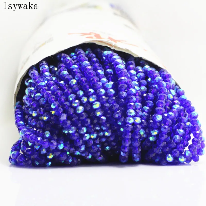 Isywaka темно синий половинный AB Цвет 3*4 мм 145 шт Rondelle Австрия граненый кристалл
