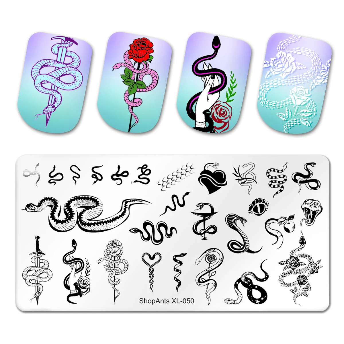

ShopAnts Stainless Steel Stamping Plate Template Snake Animal Skin Nail Art Image Stamp Templates XL-050 6x12cm