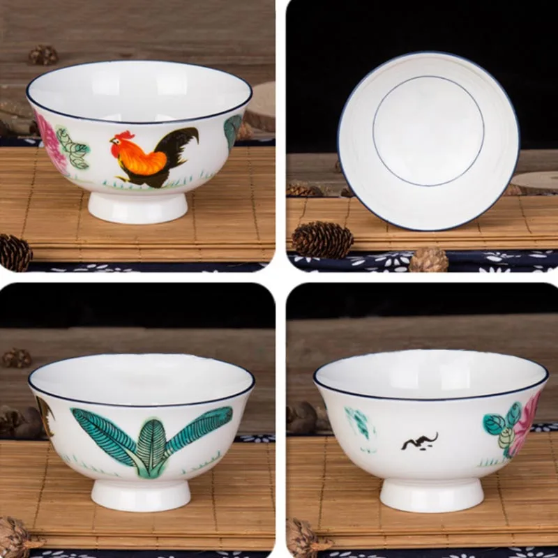 Винтажная китайская миска из костяного фарфора для пениса и риса керамические