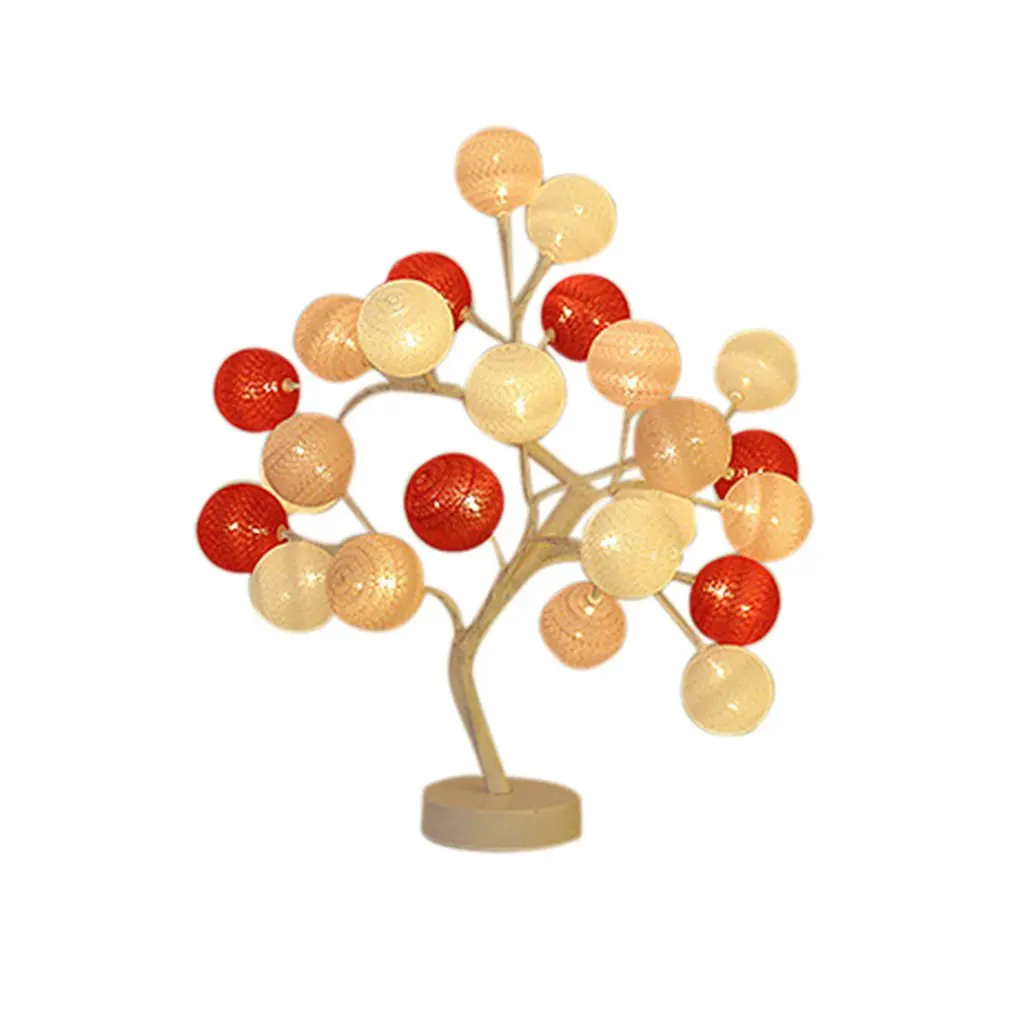 Led хлопковая свет шарового дерева Фонари прикроватная лампа Usb с принтом сердечки