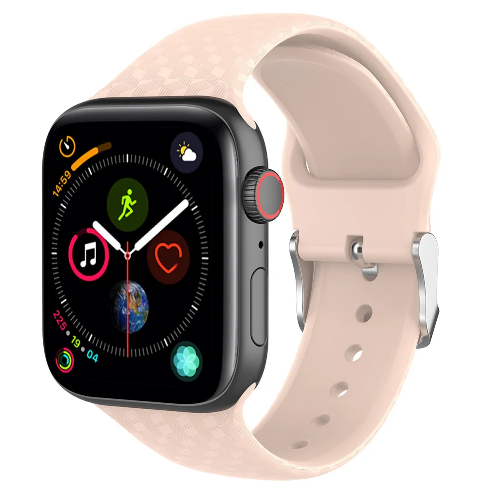wave pink sand 3D текстура Silicond ремешок для наручных часов Apple Watch 4 38 мм 40 мм 42 44 мм Спортивные Мягкие модные ремешки наручных часов Iwatch серии 4/1/2/3 - Цвет ремешка: wave pink sand