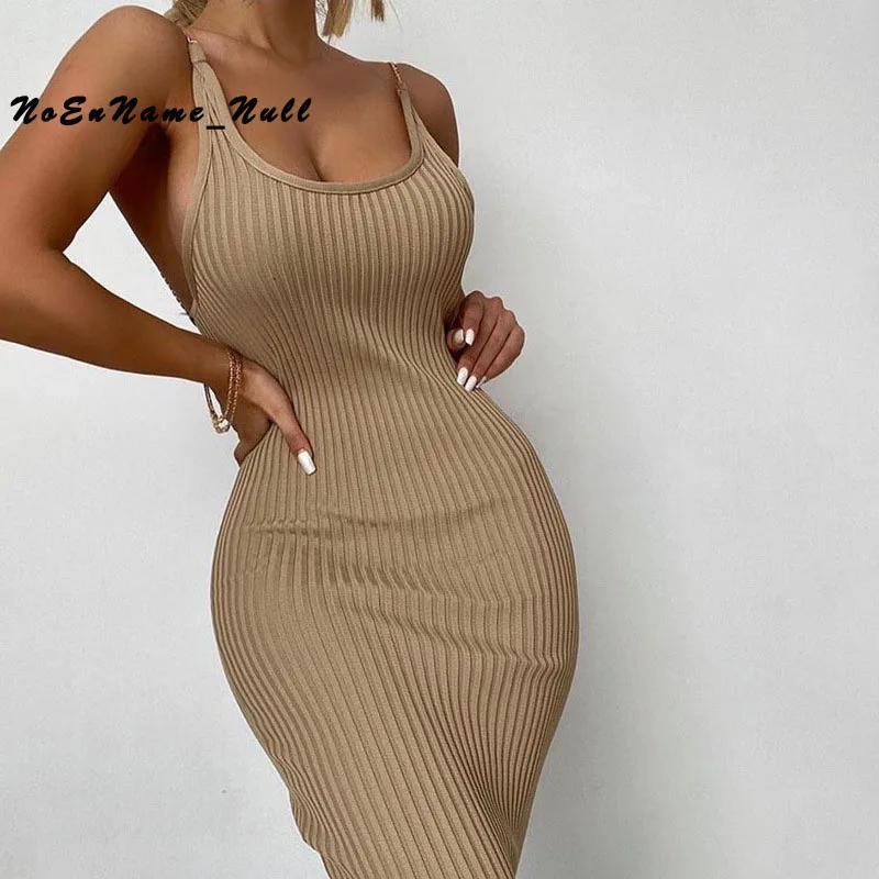 

2021 summer club vacation party night sling dress For women sexy fashion solid color skinny wrap Sleeveless Elegan dress female