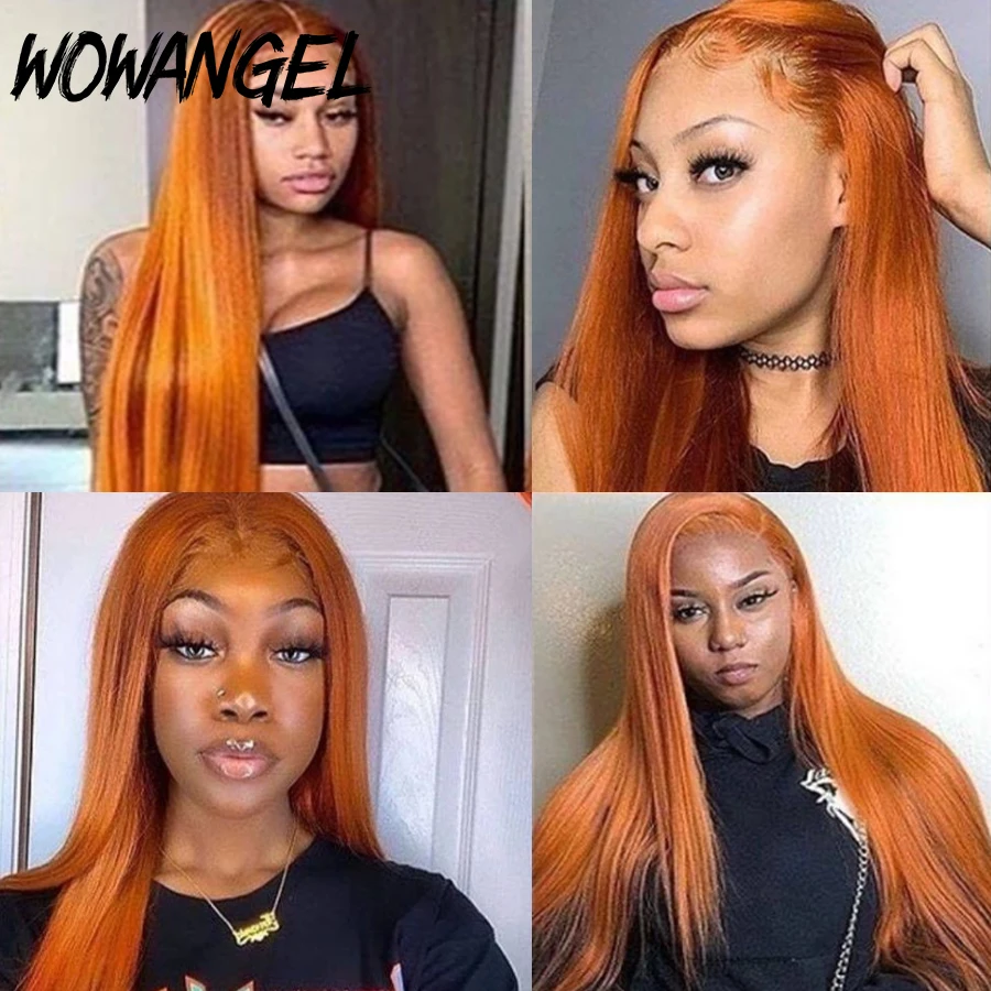

Orange Ginger Colored 13x6 Lace Front Wigs Pre Plucked Brazilian Remy Human Hair Wig 180% Density Glueless Lace Wig for Women