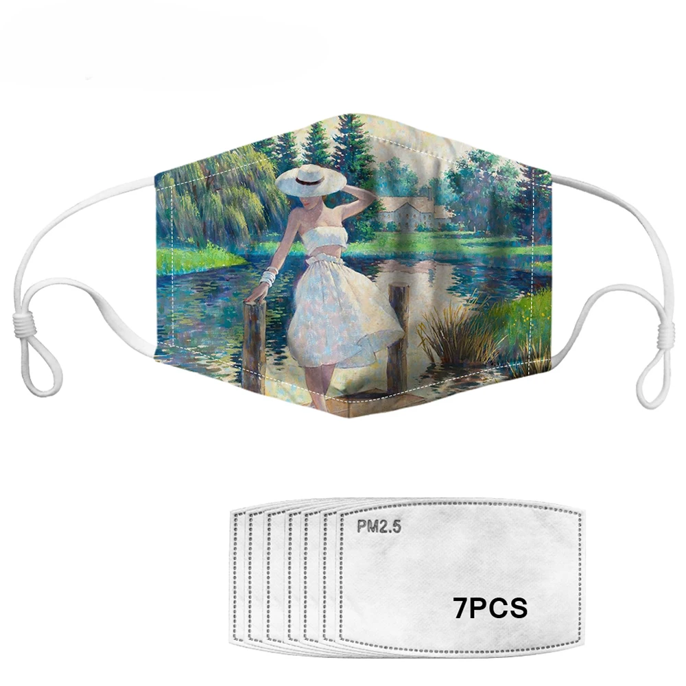 Monet Van Gogh пыленепроницаемые маски 2020 дропшиппинг 7 шт фильтры маска для девочек и
