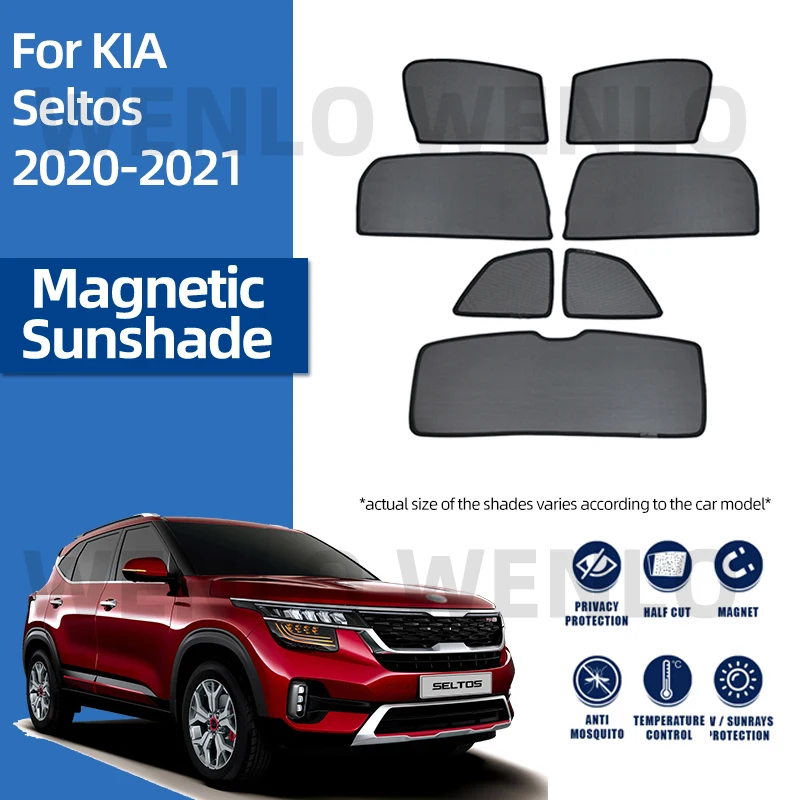 

For Kia KX3 Seltos 2020-2021 Car Shading Removable Sunshield Windshield Sunshade Window Mesh Visor Magnetic Sun Protector Shield