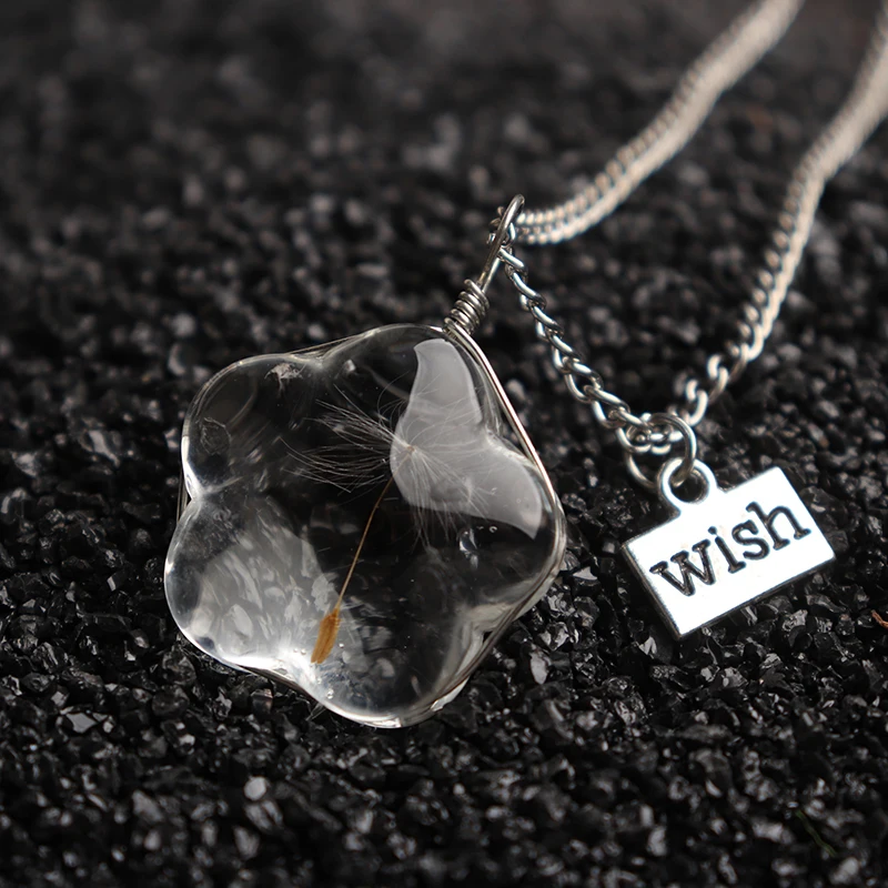 Новинка подвеска в виде бутылки желаний стеклянная круглая капли воды ожерелье