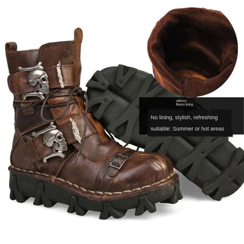 Мотоциклетные ботинки из натуральной кожи Военные армейские Готические