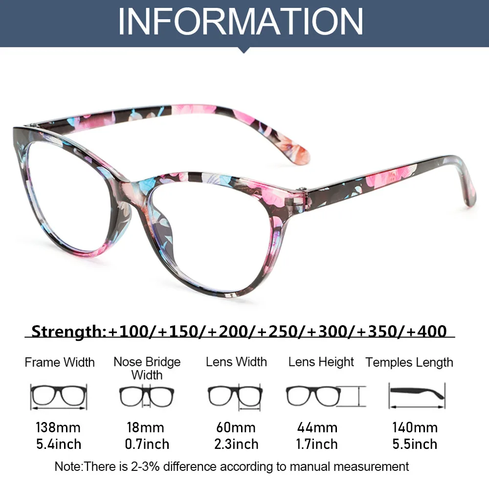 

Fashion Anti-Blue Light Reading Glasses Urltra-Light Eye Protection Women Flower Print Elegant Comfortable Protector Eyeglasses