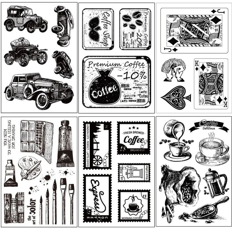 Винтажная кофейная этикетка прозрачные штампы автомобильный прозрачный