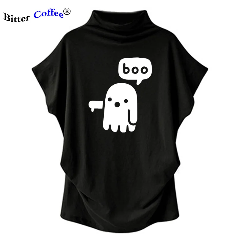 

Summer NEW casual boo print t shirt women casual short sleeve female women tshirt Casual Turtleneck fashion t-shir Plus Size