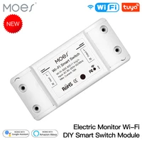 moes new tuya wi fi diy smart switch relay module power monitor smart life app remote control 16a work with alexa google home