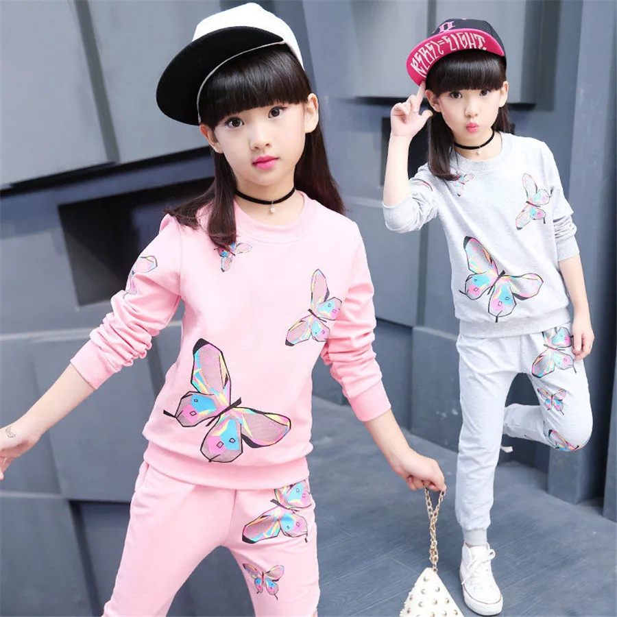 Girls Clothing Sets Autumn Winter Kids Long Sleeve Sweatshirts+Pants Suit Girl Outewear Children Clothes Set 5 7 8 9 10 12 Years | Мать и