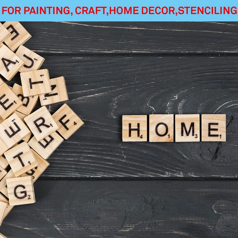 

4x4 Inch Scrabble letters stencil for Painting on Wood Laser cut stencil home decor DIY alphabet numbers templates A-Z 26PCS/set