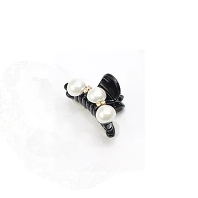 black Small Корейский женский кристалл волос Краб Волосы коготь зажим смолы Barette Топ захват Кристалл Стразы шпильки с жемчугом аксессуары для волос - Цвет: black Small