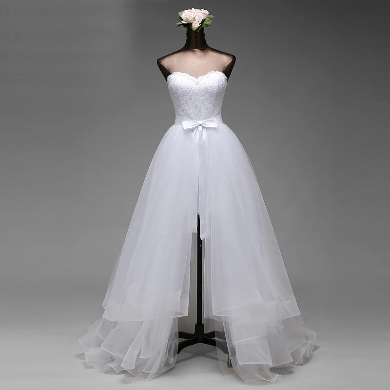 Женское свадебное платье 2 в 1 недорогое кружевное простое Съемное 2021 размера