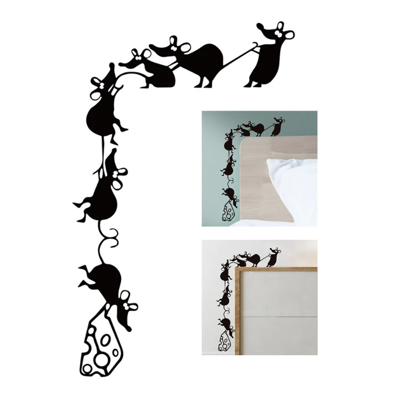 

Черная маленькая мышь, настенные наклейки, съемные настенные художественные Переводные картинки «сделай сам» для украшения стен в офисе, с...