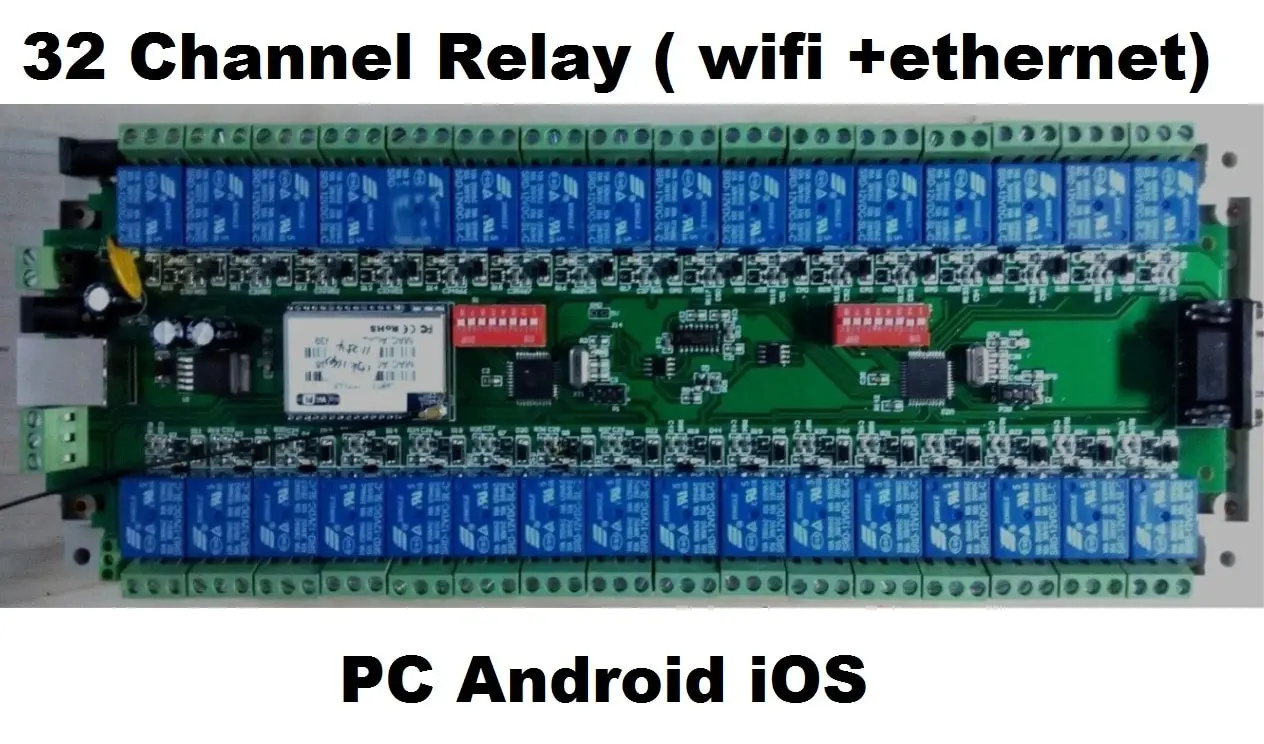 32-канальная плата контроллера реле 10 А изолированная RS232 RS485 Wifi Ethernet GSM Modbus RTU ПК